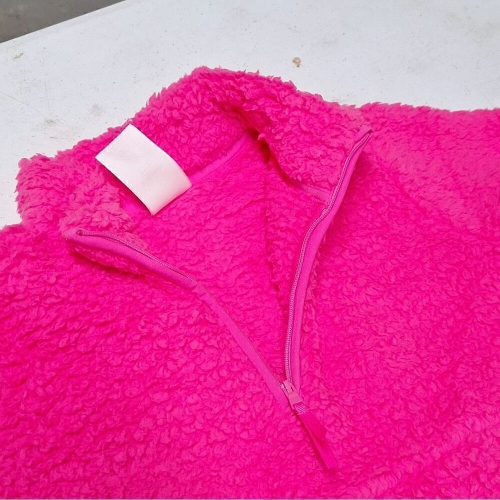 NEW! Kids' Faux Shearling Half Zip-Up Pullover Pink Girls Soft Winter Warm Top - Picture 4 of 8